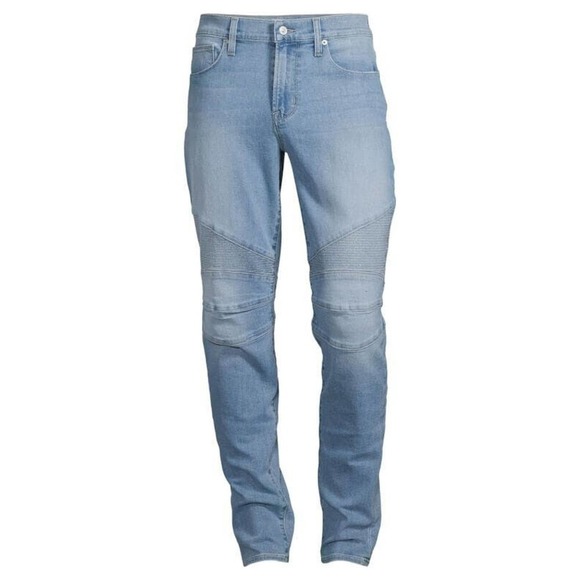 NWT Hudson Ethan Skinny Fit Ribbed Biker Jeans Blue Light Wash Men's Size 38
